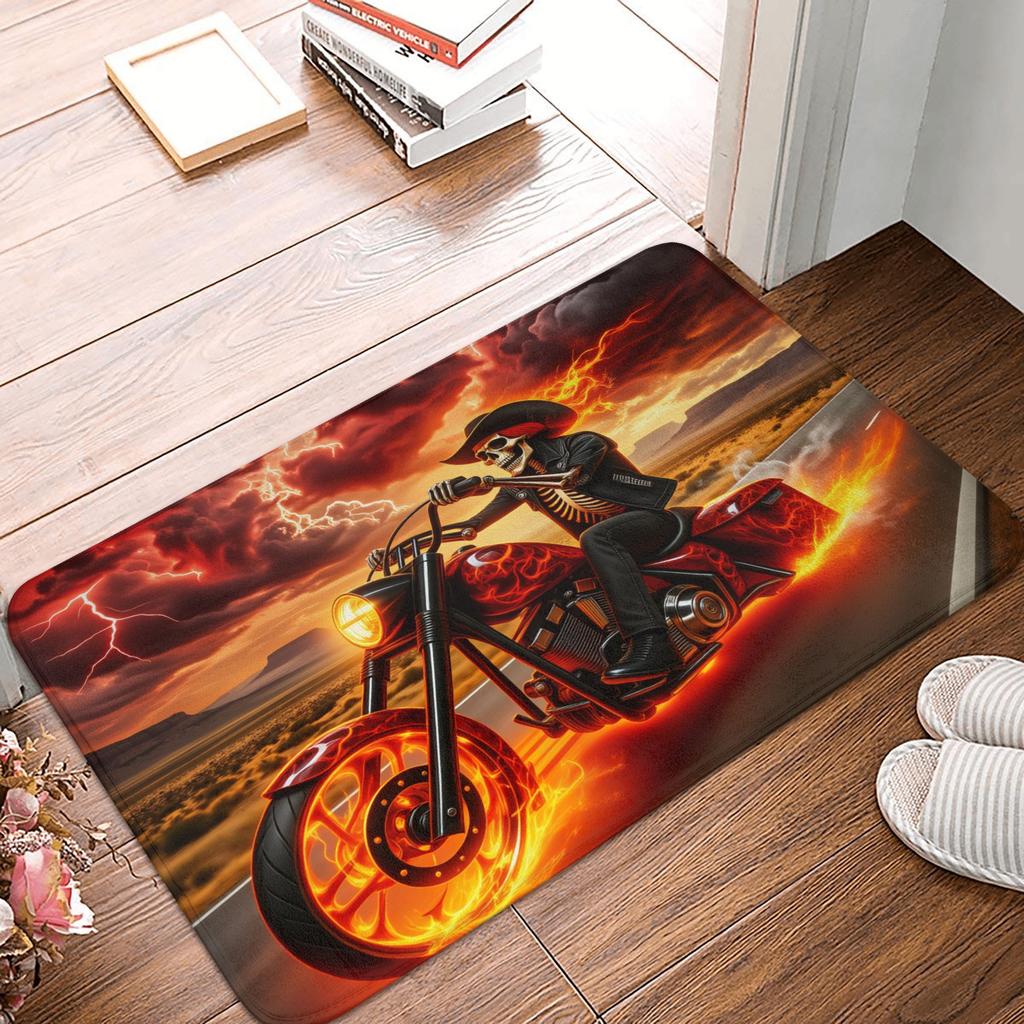 Retro Motorcycle Workshop Hip Hop Design Doormat Non-Slip Entrance Kitchen Bathroom Door Floor Mat Bedroom Balcony Carpet Rug