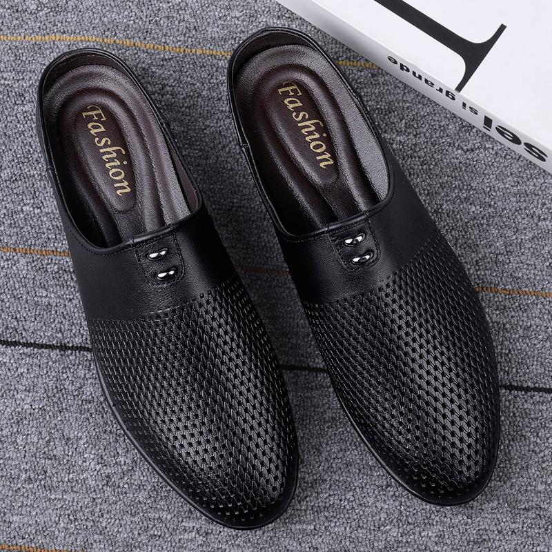 Fashion British Style Retro Brown Men's Leather Casual Shoes Versatile for Commuting Flat Bottomed Loafers Anti Slip Men's Driving Shoes