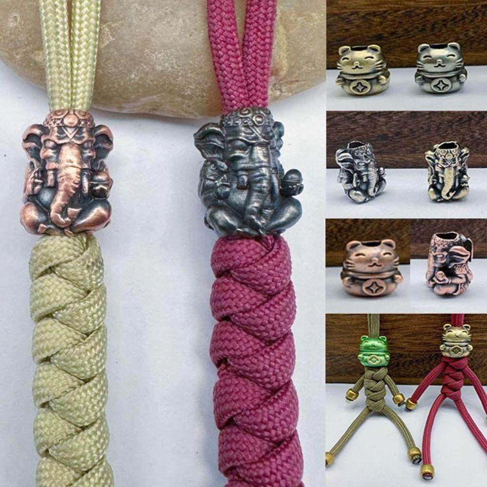 Ручная работа Lucky Cat Elephant Head Charms Браслет Шнурок Подвеска EDC Outdoor Tool