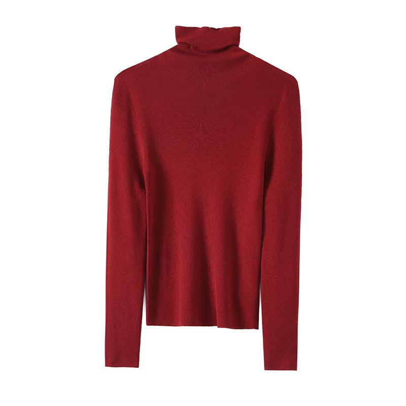 Tangge Silk-Cashmere Turtleneck Long Sleeve Warm Top