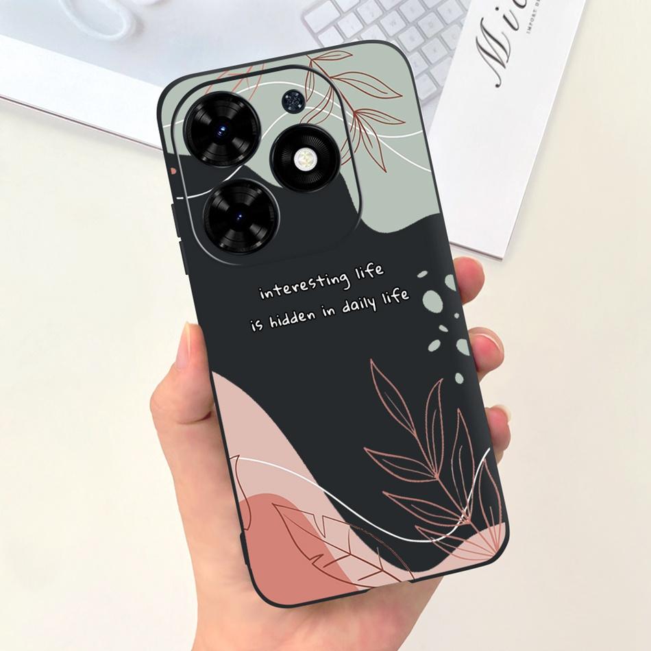 Чехол для Tecno Spark Go 2024 Милый Цветочный Узор Сердечки Конфетный Цвет Мягкий Силикон Тонкая Задняя Крышка Телефона Для Spark Go (2024) BG6