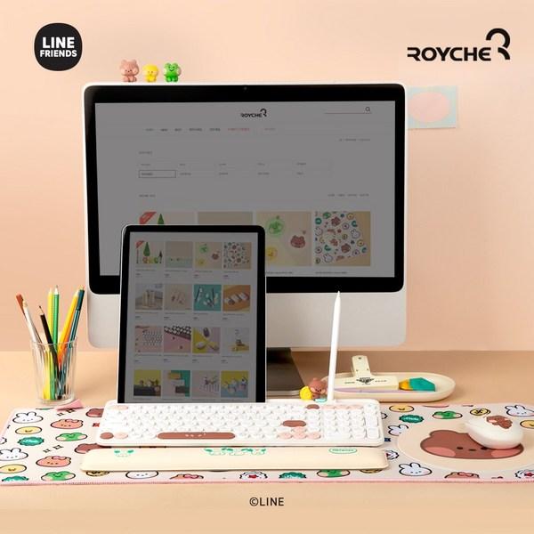Фигурка Royche Line Friends Minini, многопарная подставка, беспроводная Bluetooth-клавиатура + набор ключей, Bnini, LF-TKB-4E-BNN, стандартный тип