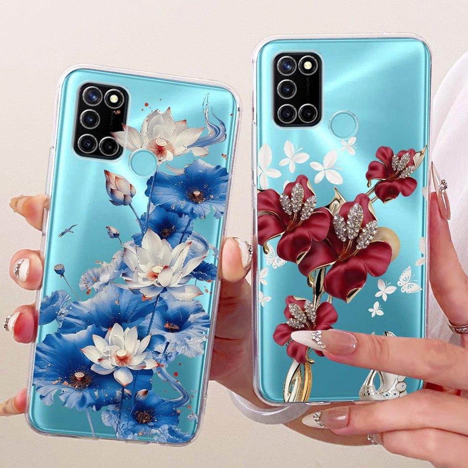 Чехол для Realme C17 RMX2101 Популярный Цветок Прозрачный ТПУ Силиконовый Чехол для Realme 7i RMX2103 Чехол-бампер RealmeC17 C 17