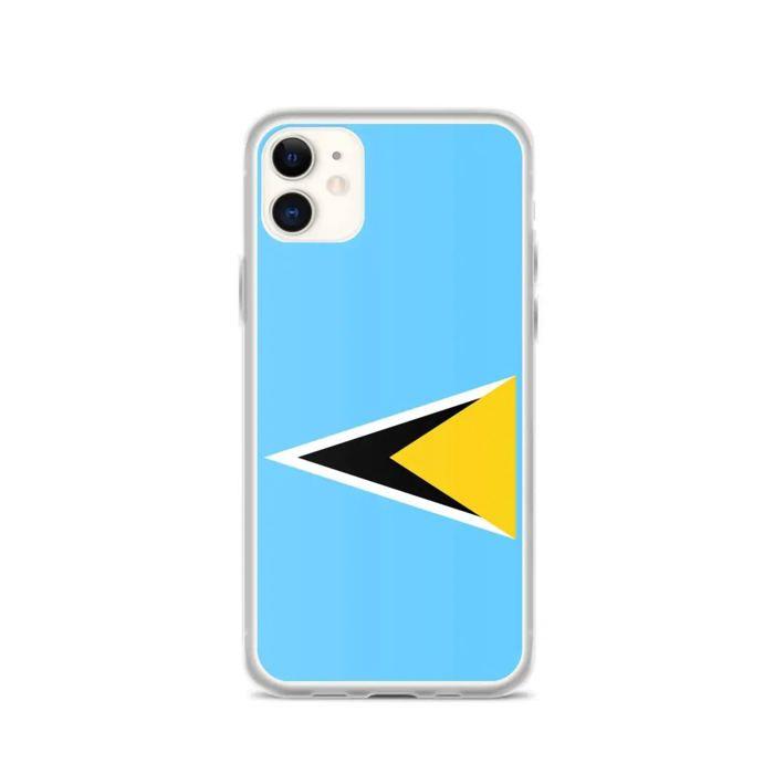 Coque Téléphone – Drapeau de Sainte-Lucie – Compatible iPhone 11 – Étui Souple – Résistant et Antichoc - Silicone - Pixelforma