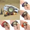 Women Vintage Eiffel Tower Multilayer Braided Faux Leather Bracelet Wrist Watch