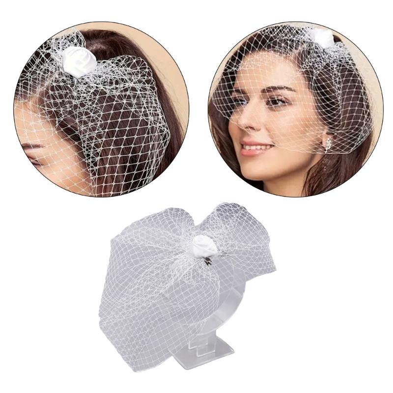 Средневековый Fascinator Шляпка-Заколка для Волос Роза&Вуаль Заколка для Волос Невесты Маленькая Шляпка Заколка для Волос Панк Заколка для Волос для Свадебной Вечеринки