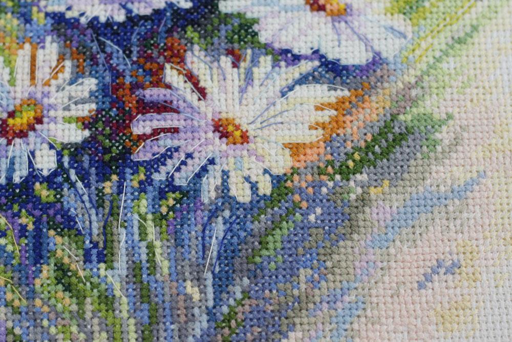 Cross Stitch Kit Abris Art Flowers On a White Background