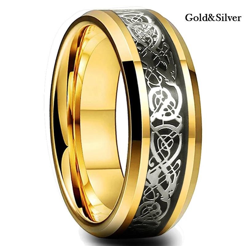 Vintage CopperColor Titanium Stainless Steel Rings for Men Black Carbon Fiber Ring Wedding Jewelry Christmas Gift Accessories