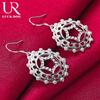 925 Sterling Silver Round Star Shaped Piercing Earrings Fashionable Wedding Jewelry