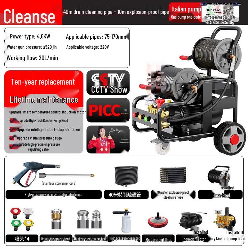 High-Pressure Electric Sewer Dredger & Car Washer