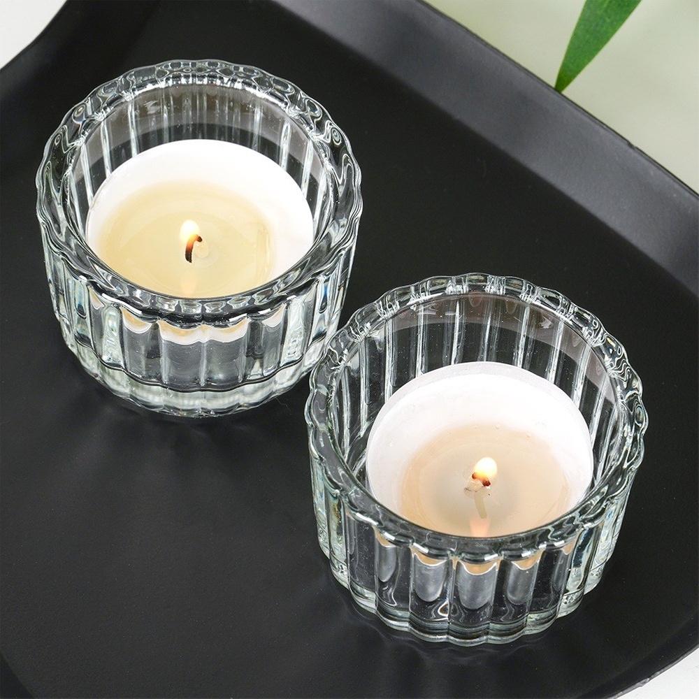 2X Świecznik Szklany Podstawka Na Świeczkę Tealight Stół Zestaw Świeczników