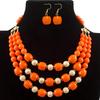 Trendy Fashion Colored Acrylic Big Beads Handmade Beaded Statement Necklace Earrings Zircon Set Women's Party Accessories