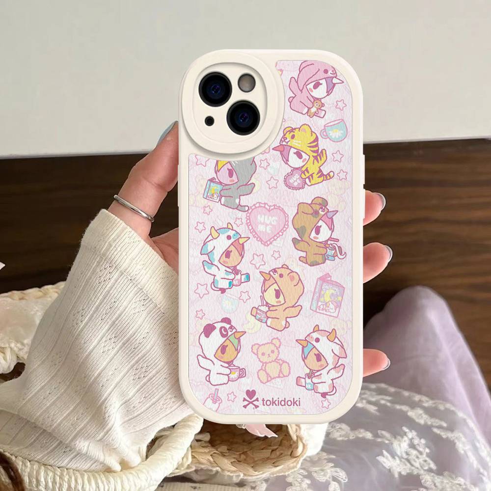 Модный бренд T-Tokidoki Кожаный чехол для телефона Для IPhone 16 15 14 17 Pro Max 11 12 Mini Plus Мягкий корпус