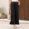 The New Summer Ruffled Women's Nine-inch Pants Are Thin, Loose and Casual, Suitable for Wearing As Outerwear At Home