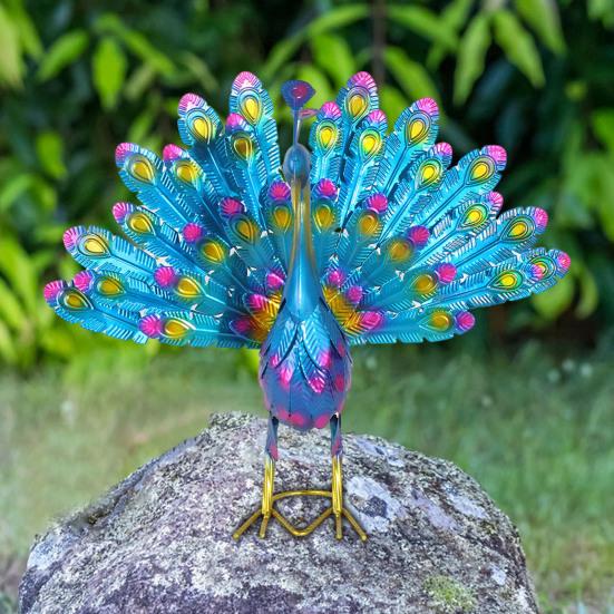 Металлическая статуя павлина, садовый декор, скульптура павлина, уличная статуя павлина, распускающего хвост, для украшения двора и газона
