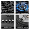 Gas Hob 4 Burners,60cm Black Glass Gas Hob,Built in Gas Cooktop with Cast Iron Supports,Gas Hob Cooker with Flame Out Protection