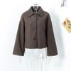 Укороченная куртка осень-зима для женщин, короткое пальто, твидовая куртка на молнии, укороченная демисезонная куртка для женщин, новинка в верхней одежде