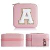 1 шт., шкатулка для драгоценностей с буквами AZ, портативный мини-футляр для ювелирных изделий с алфавитом, розовый органайзер из искусственной кожи с изысканными буквами для женщин и девочек