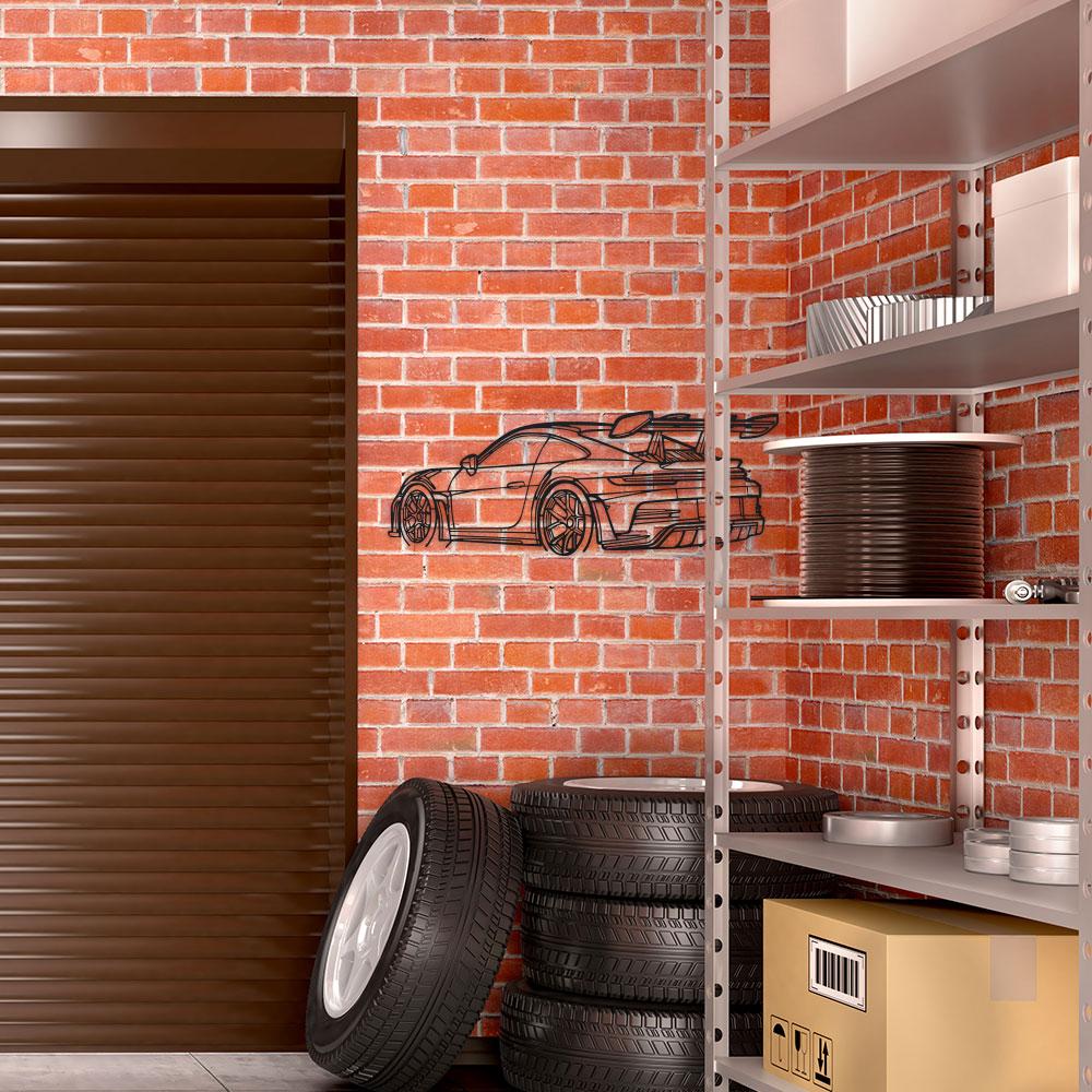 Car Metal Wall Art - Black Metal Carving, Sleek Design with Spoiler & Exhaust Pipes Easy To Hang Home Office Decor Wall Stickers