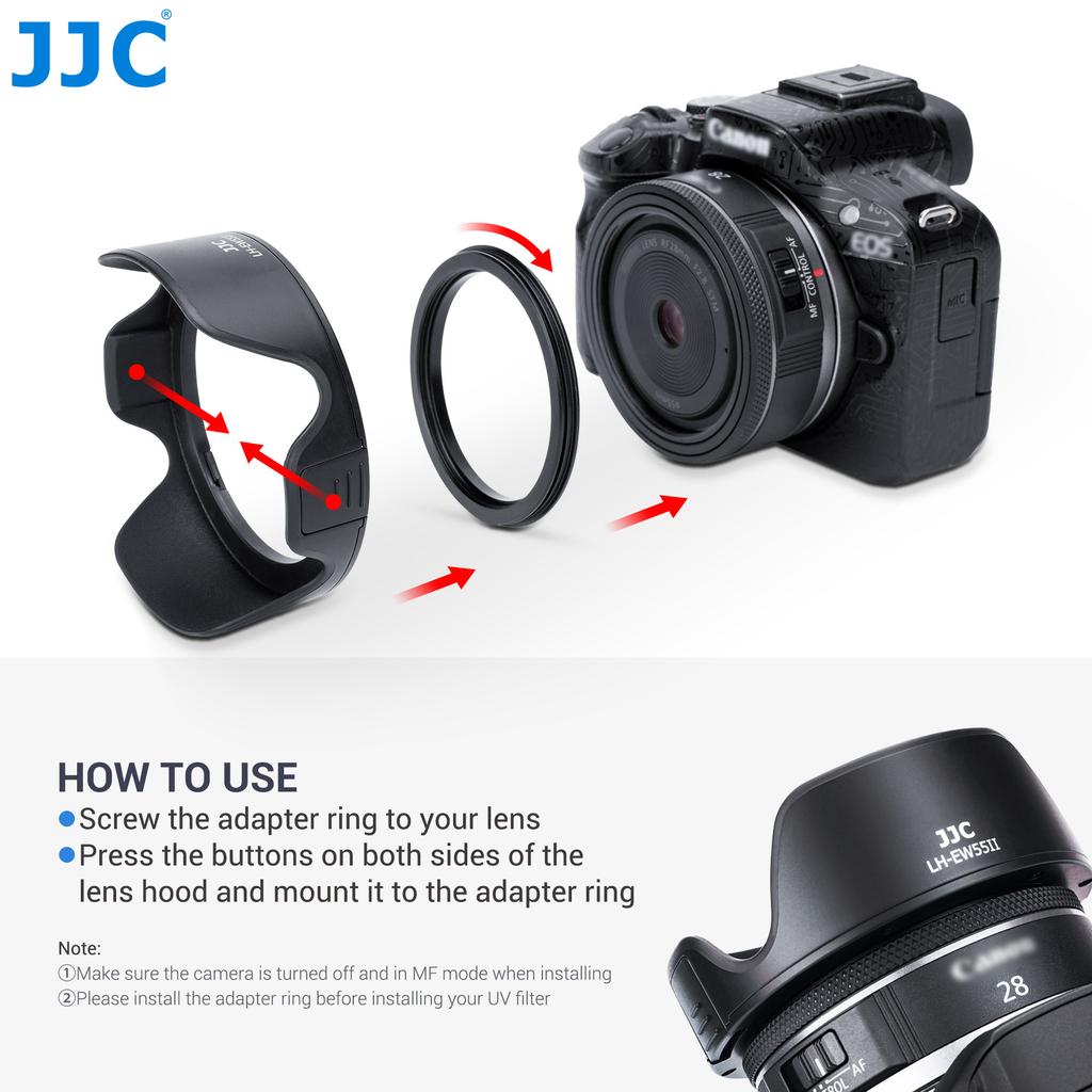 Защитный бленда JJC для объектива Canon RF 28mm f/2.8 STM Аксессуары для объективов камеры Заменяет Canon EW-55
