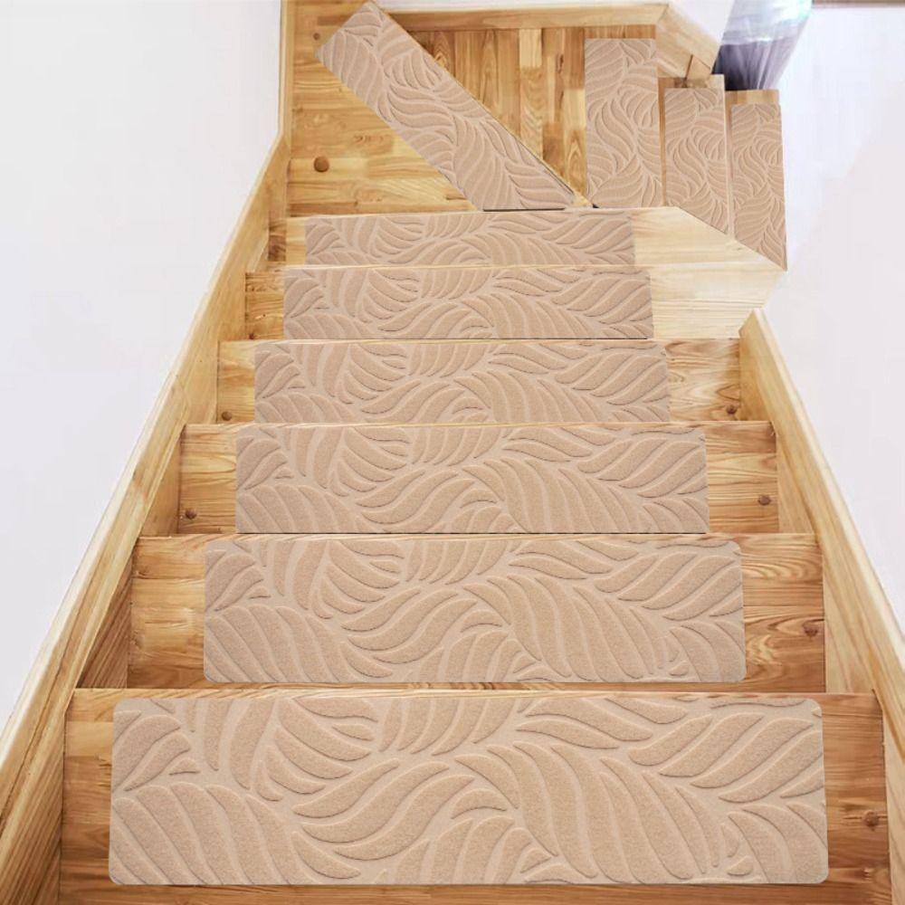 TPR Stair Treads Carpets 76x20cm Brushed Embossed Carpet Indoor Stepping Mat for Kids Elder