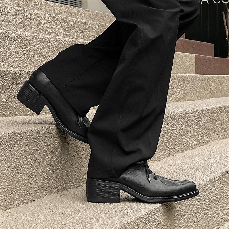 Мода 2025Новые Повседневные Дерби из Натуральной Кожи Мужские Туфли Британский Стиль Удобная Платформа Шнуровка Деловая Обувь Ручной Работы Дизайнерская Обувь