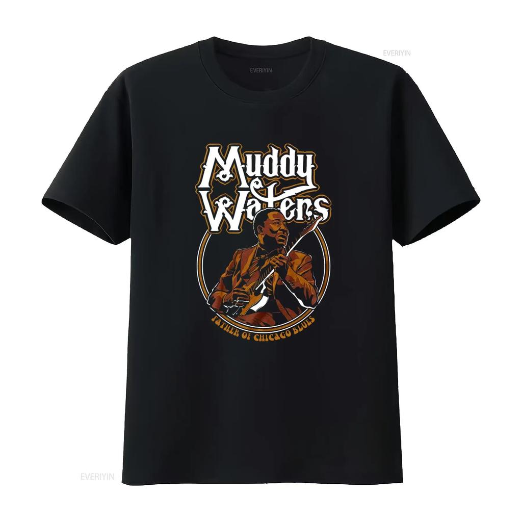 Muddy Waters Father Of Chicago Blues Print Mens T Shirt Rock Music Fan vintage Washed Top For Everyday Wear Stretched Stylish