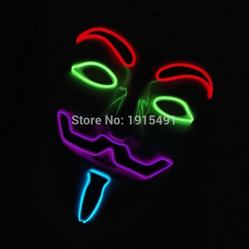 V For Vendetta Mask Cosplay Guy Fawkes Hacker Glowing Mask For Halloween Carnival Decor Props