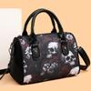 Spooky Glamour Skull Flower Handbag Gothic Boston Style Shoulder & Crossbody Bag for Fashion Forward Women Halloween Inspired