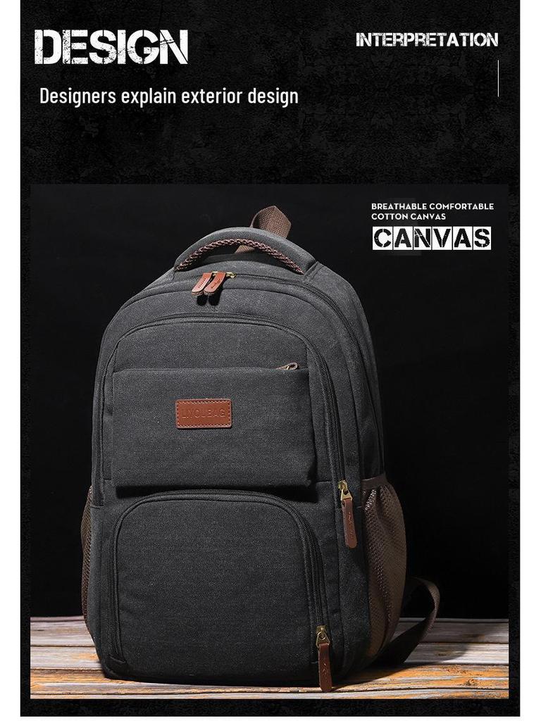 Высококачественный холщовый рюкзак: Унисекс, Большая вместимость, Водонепроницаемый, Повседневный