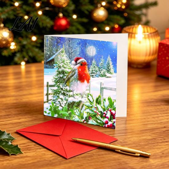 Decorative Christmas Stationery 24Pcs Watercolor Card Set with Envelopes Hand Painted Animal Holiday Greeting Cards Highland Cow Dog Bird Xmas Cards