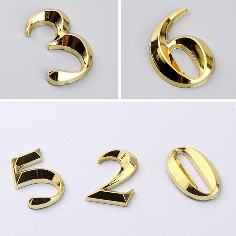 ABS Injection Molding Digital Hotel Room Number Golden Door Digits 0 to 9 Door Sign Number Home