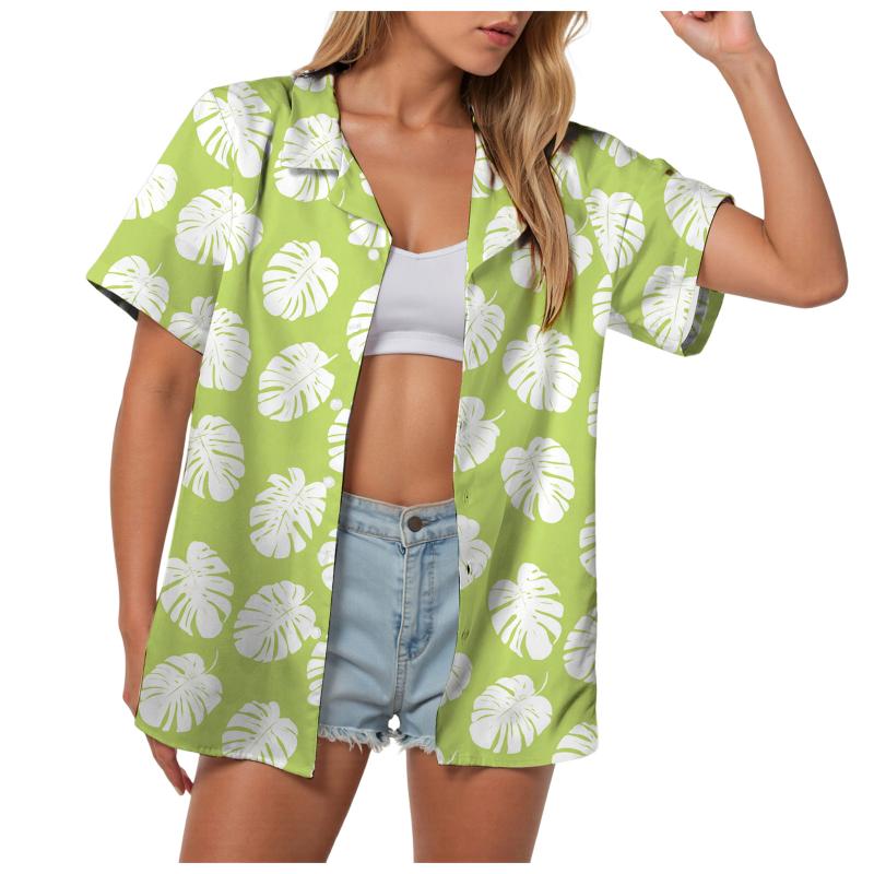 Summer Fashion Women Blouse Resort Style Short Sleeve Lapel Button Up Shirt Tops Plus Size S-5XL Casual Beach Hawaiian Shirts