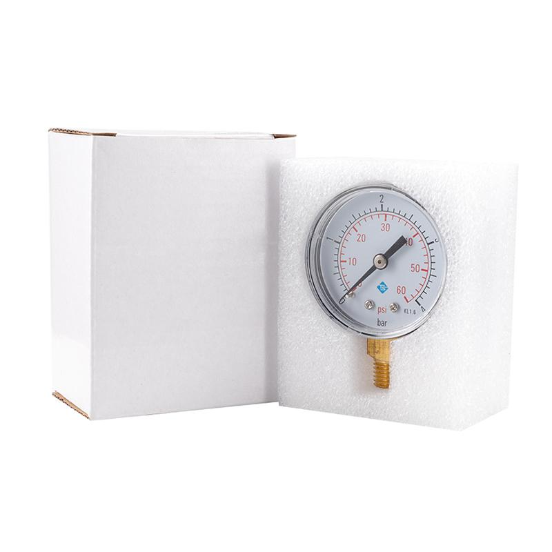 TS-50-4bar 50mm Manometer 0-60psi/0-4bar Dual Scale Water Pressure Dial 1/4 NPT Hydraulic Pressure Gauge