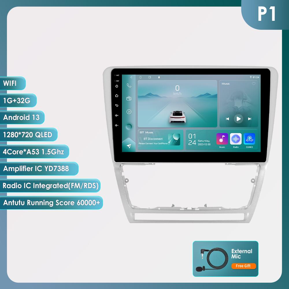 Hizpo 10.1 Carplay 4G 2Din Android 13 Автомобильное радио для Skoda Octavia 2 2008 - 2013 Мультимедийный видеоплеер GPS DSP Авторадио RDS ПК Интеллектуальный экран