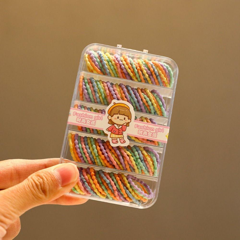 150PCS Rainbow Colors Mini Hair Bands High Elasticity Thin Hair Ties New No Hurt Hair Ties For Kids