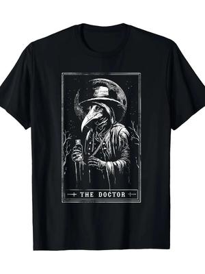 Plague Doctor Tarot Card Shirt Horror Death Occult Satanic T-Shirt-180g, Satanic