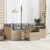 7-piece Garden Sofa Set with Cushions - Beige Poly Rattan, 2-seater Garden Sofa with Storage and Cushions - 3357133