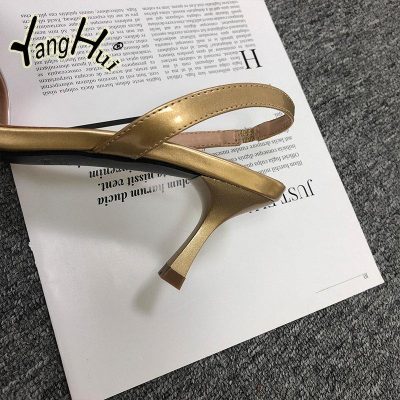 Темпераментные серебристые туфли с острым носком для вечеринок, изящные туфли на высоком каблуке 2024 года, новые модные современные сандалии из искусственной кожи, лето