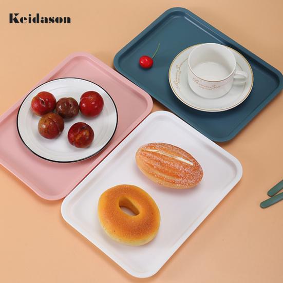 Modern Stackable Storage Rounded Texture Cup Tea Tray Food Fruit Dessert Plate Rectangular for Living Room