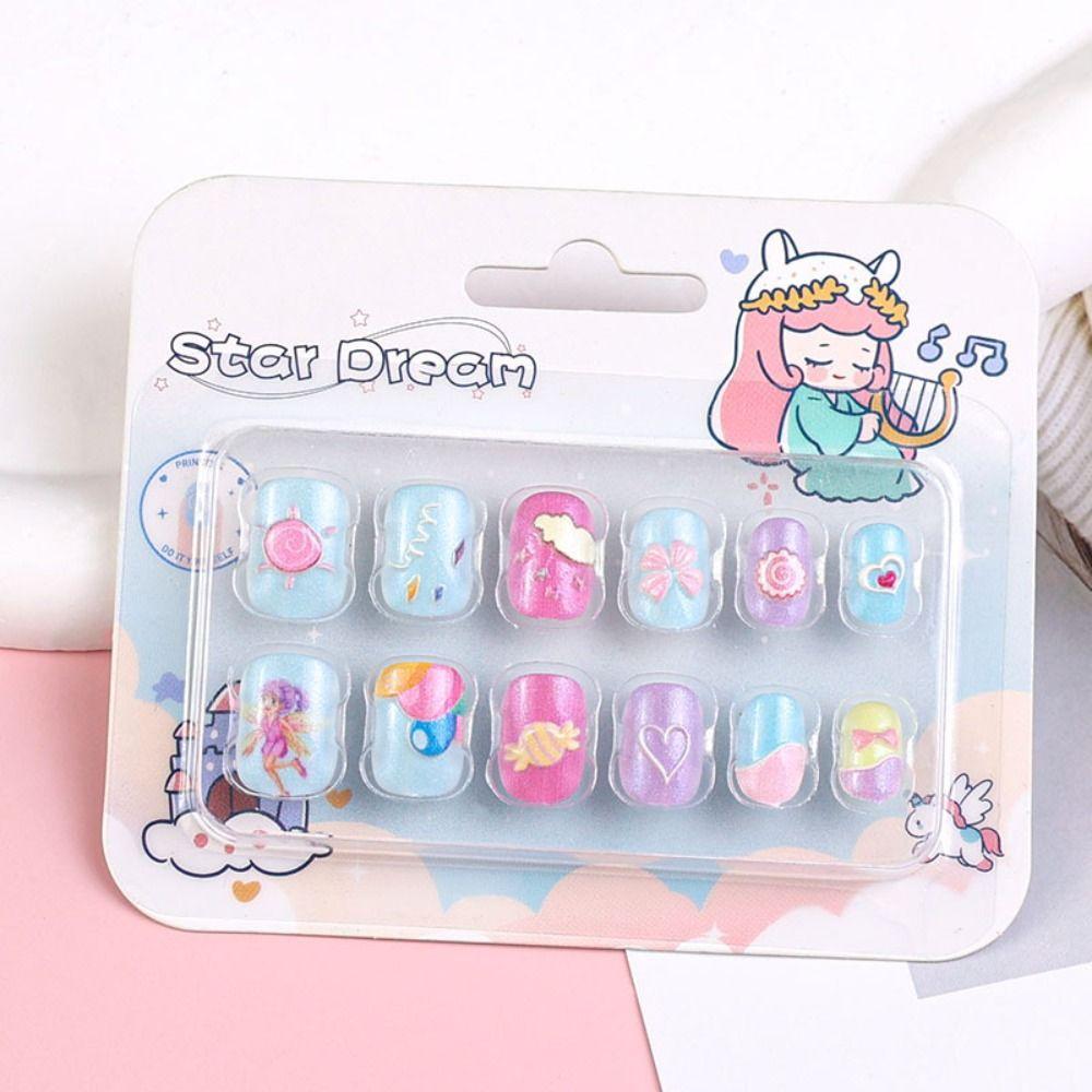 Cute Children Nail Patches Short Press on Nails Fashion False Nails  for DIY