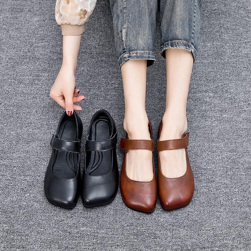 Flat-soled Soft Leather Shoes Retro Single Shoes Women's Casual Women's Shoes Women's Leather Shoes