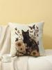 Black Cat & Floral Print Throw Pillow Cover, Cushion Case for Sofa Bedroom Living Room Couch Bed Office Chair Home Decor