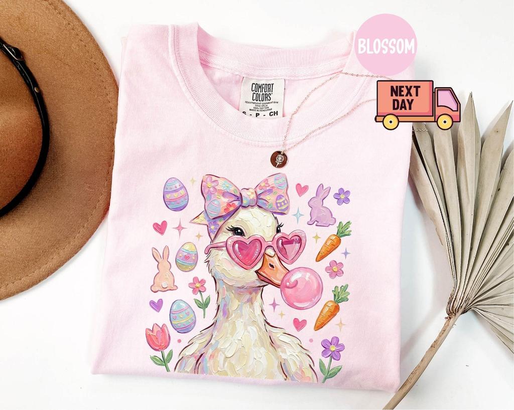 Comfort Colors® Easter Duck Shirt, Cute Crewneck, Trendy Easter Shirt for Women, Spring Holiday Graphic Tee, Gift For Her
