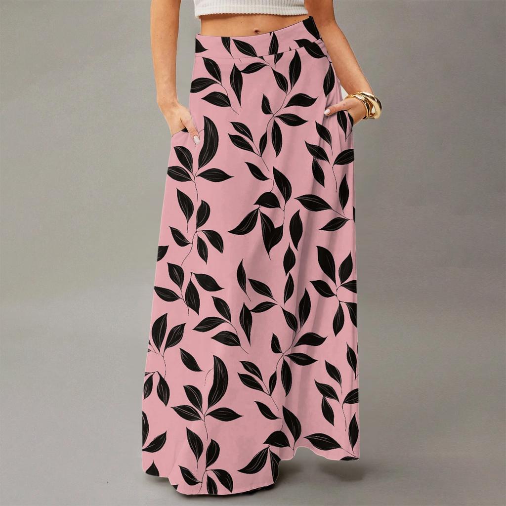 Женское струящееся платье макси, обычная повседневная юбка в стиле бохо с цветочным принтом