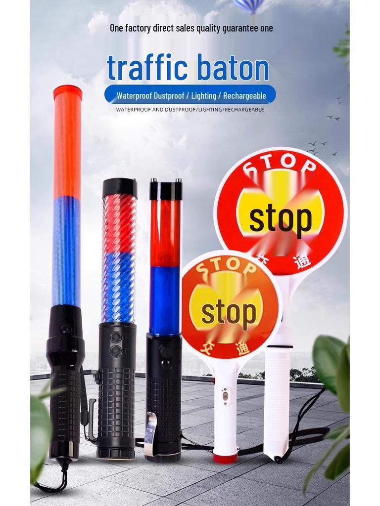 LED Safety Traffic Baton - Flashing Glow Stick for Night Patrol and Security
