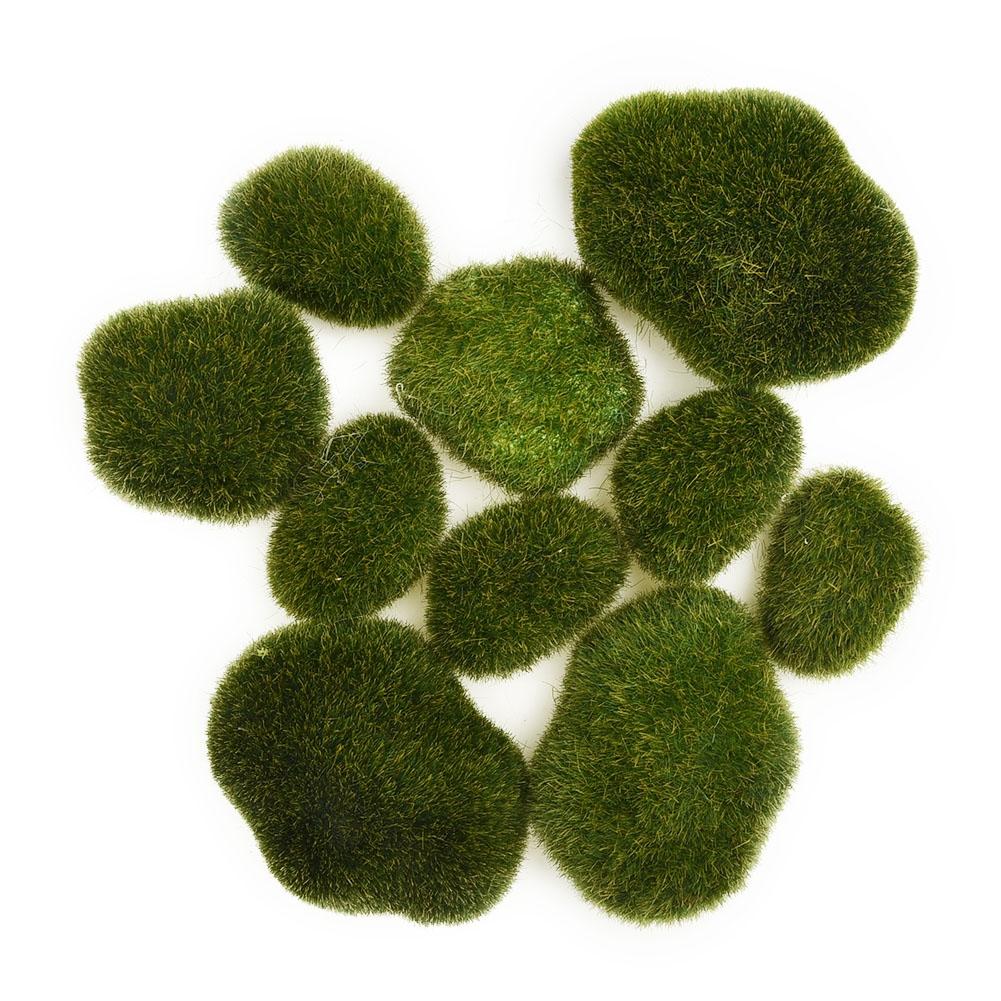 8/10 шт искусственный мох нечеткий каменный шар рок миниатюрный сад бонсай растение деко