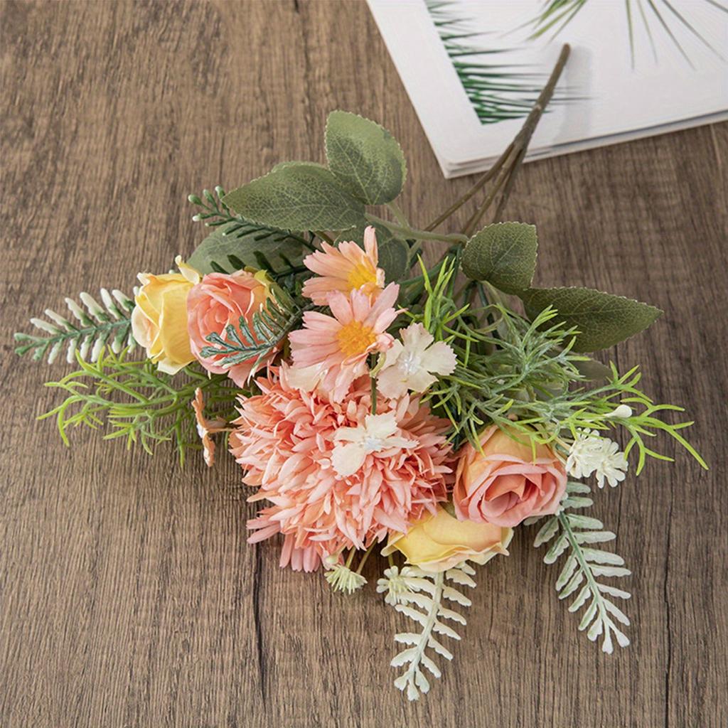 3 Pcs Silk Flowers Bouquet Artificial Flowers Fake for Home Decorations Table Centerpieces Flower Arrangement Wedding Decor Bridal Bouquet Baby Shower