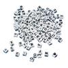 Plastic Letter Beads, Square, 5x5 Mm, Card 40g, White