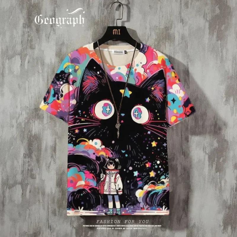 Мужская повседневная свободная уличная футболка с коротким рукавом с круглым вырезом Топы Мужская футболка с персонажем аниме-девушкой 3D-печать Сексуальная красивая футболка